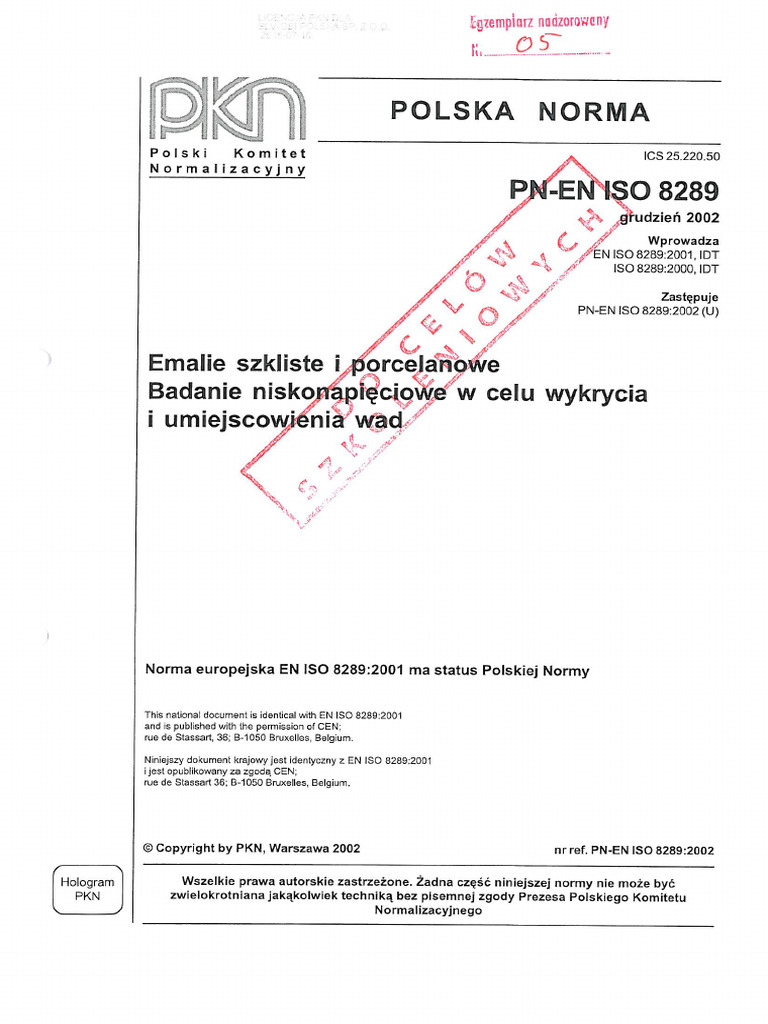 Pn-En Iso 8289 Grudzien 2002 | PDF