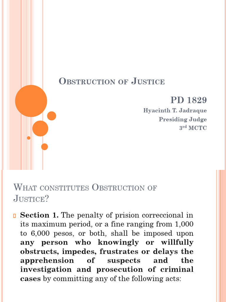 PD 1829: Obstruction of Justice Explained | PDF | Criminal Law | Prosecutor