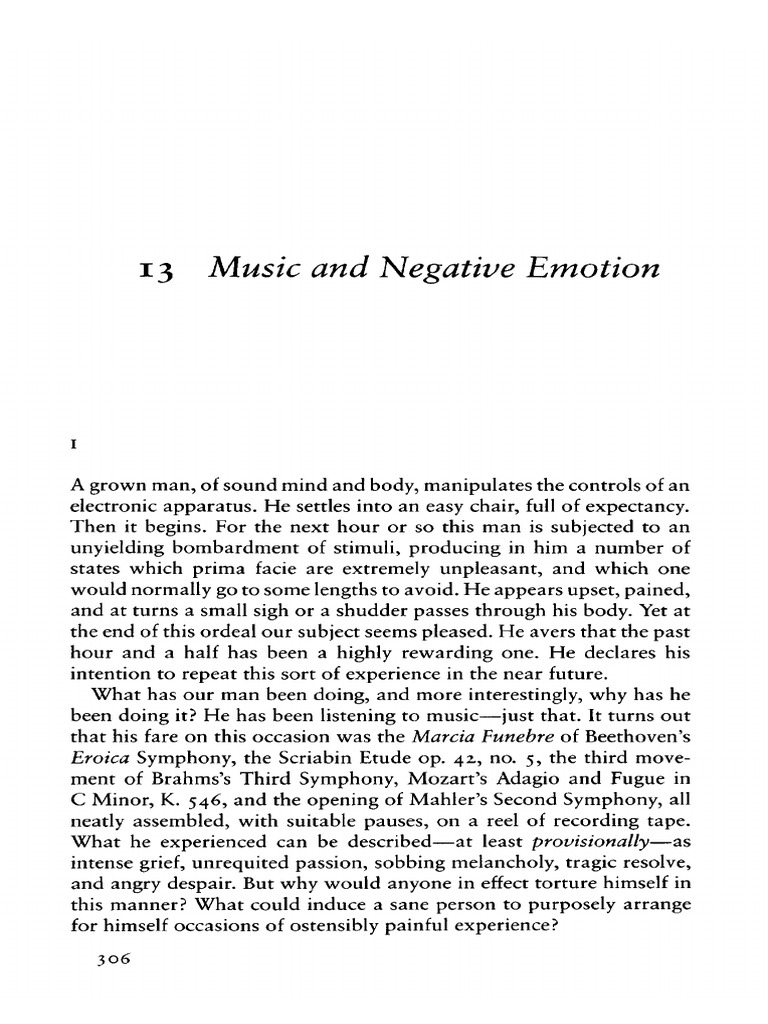 Levinson - Music and Negative Emotion | PDF | Emotions | Affect ...