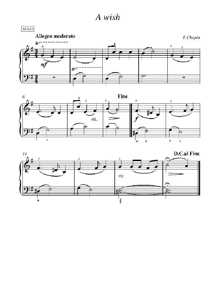 A Wish Solo Piano | PDF