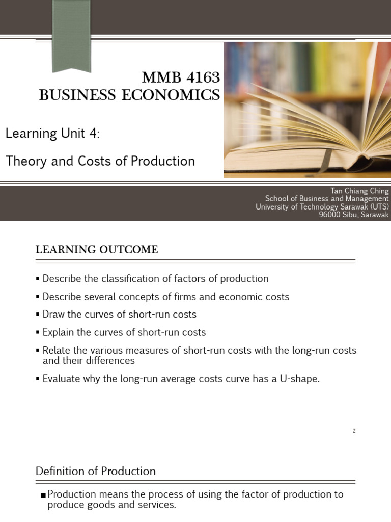 Production Theory and Cost Analysis | PDF | Long Run And Short Run ...