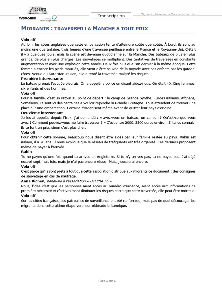 7jours 210917 Migrants Transcription | PDF