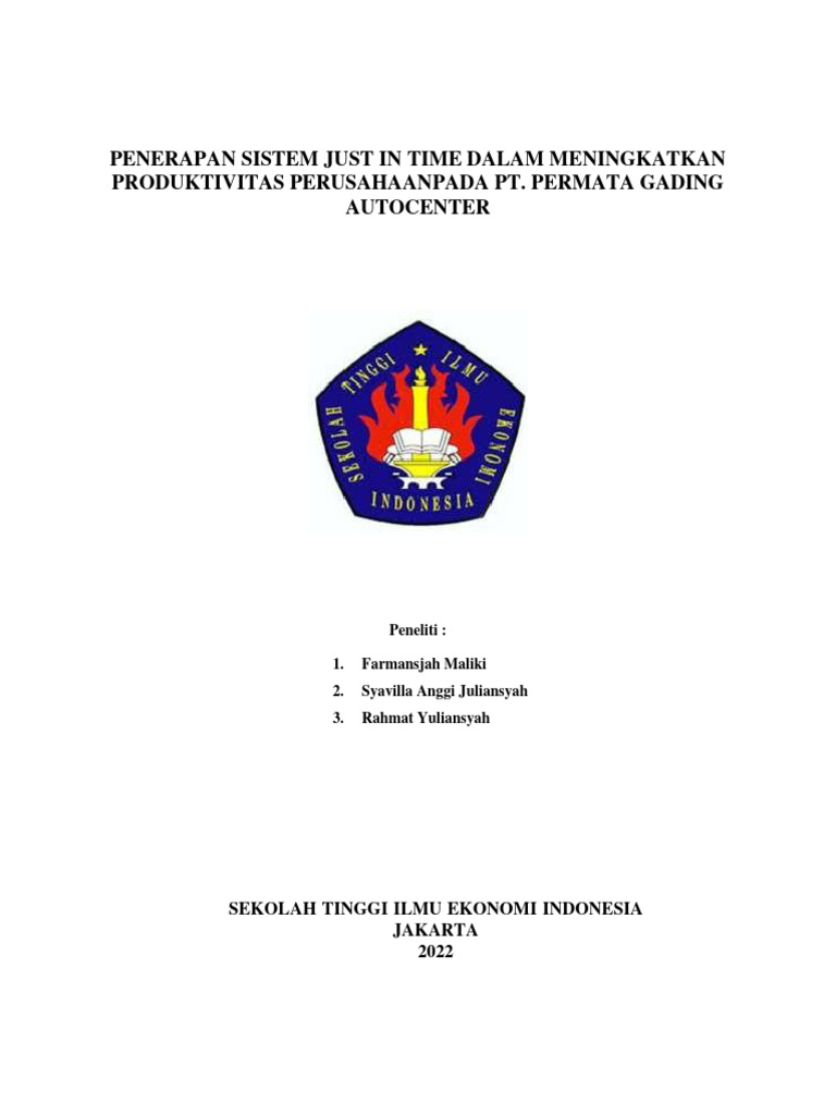 Penerapan Just In Time di PT. PGA | PDF