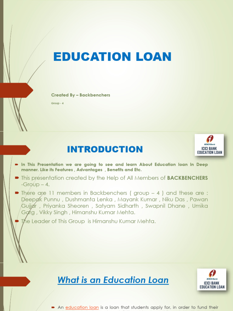 Education Loan Presentation Pdf Loans Student Loan