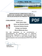 Certificados o Drill Calibracion Valvulas