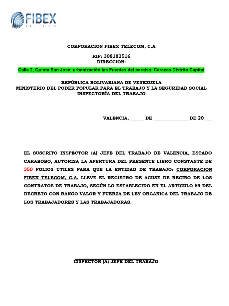 Registro de Contratos Laborales en Fibex | PDF