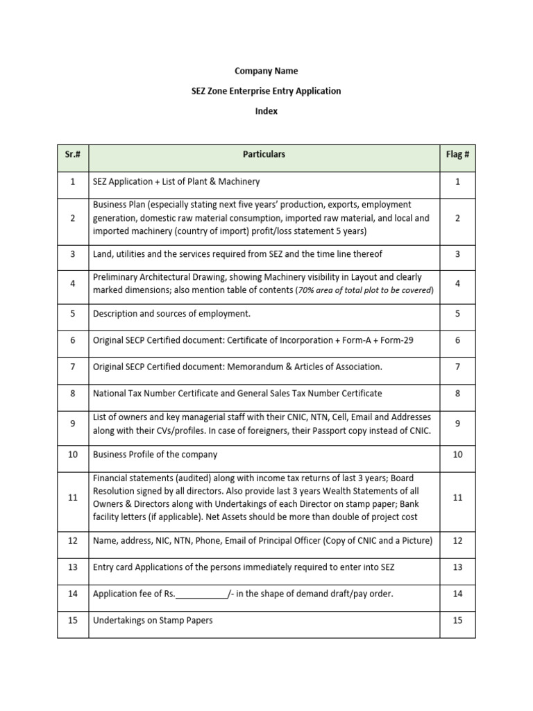 SEZ Application Format - QABP | PDF