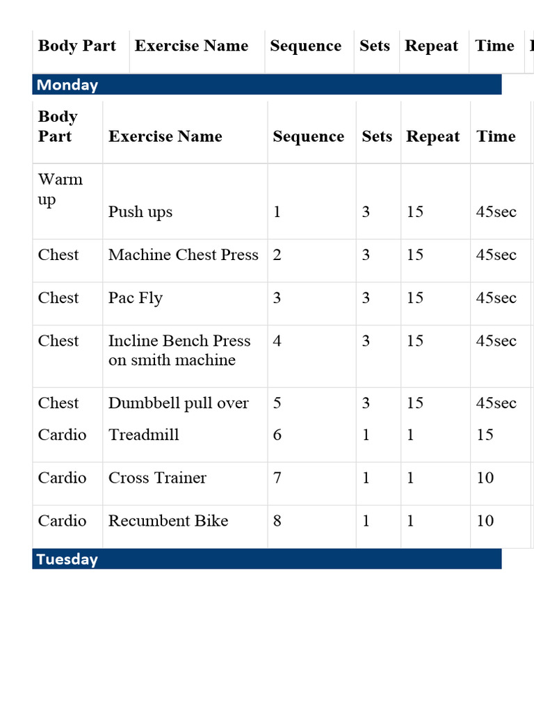 Work Out Card | PDF