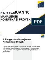 Pertemuan 10: Manajemen Komunikasi Proyek