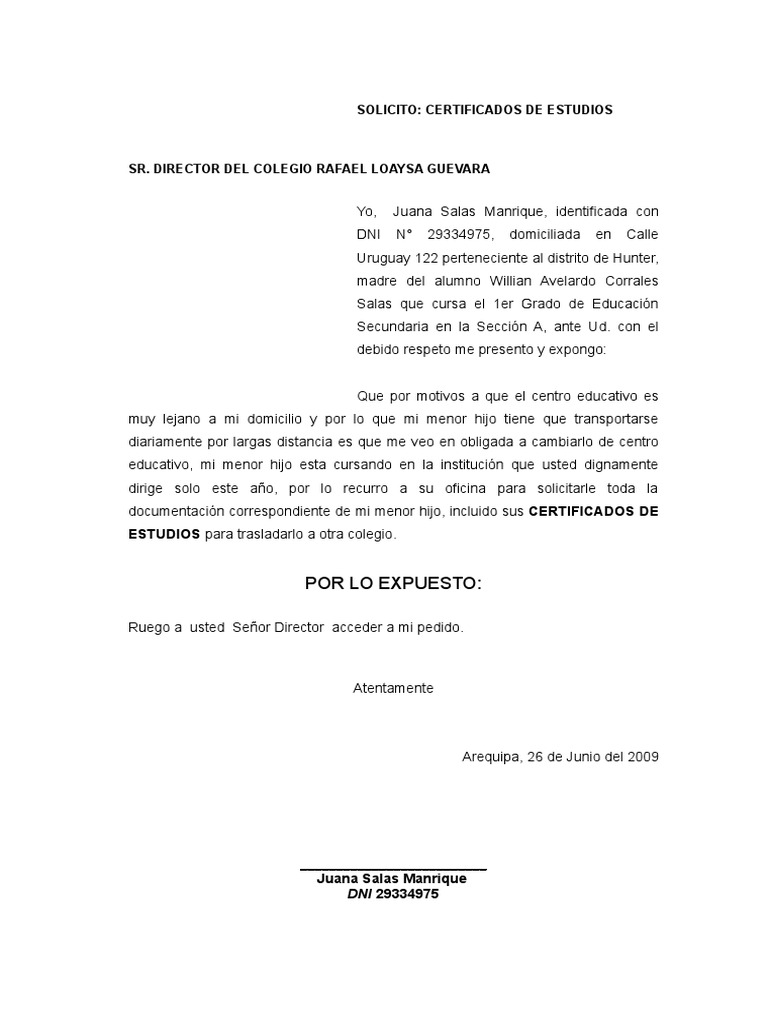 Solicitud Traslado De Colegio Pdf Educacion Avanzada Escuelas
