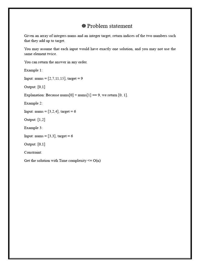 Problem Statements | PDF | Time Complexity | Computer Programming