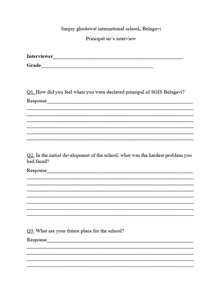 Principal Sir's Interview Questions | PDF