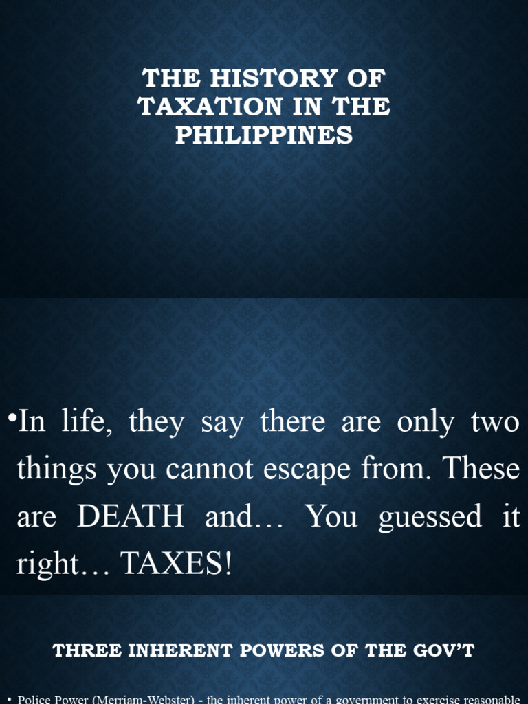 TAXATION IN THE PHILIPPINES PDF Taxes Tax