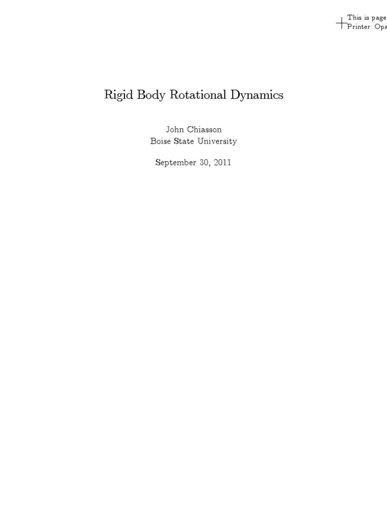 Rigid Body Rotational Dynamics Overview | PDF | Rotation Around A Fixed ...