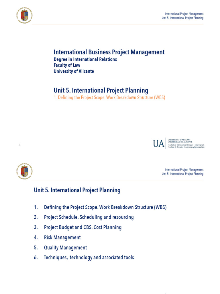WBS in International Project Planning | PDF