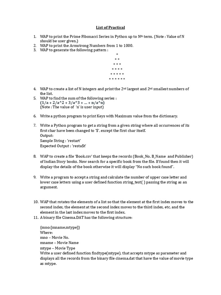List of Practical | PDF