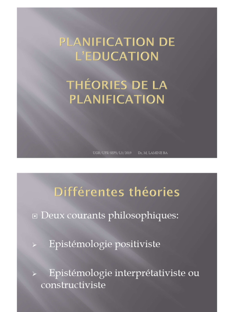 Théories de La Planification | PDF | Rationalisme | Planification