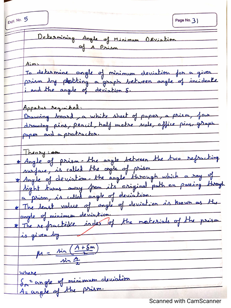 Angle of Minimum Deviation | PDF