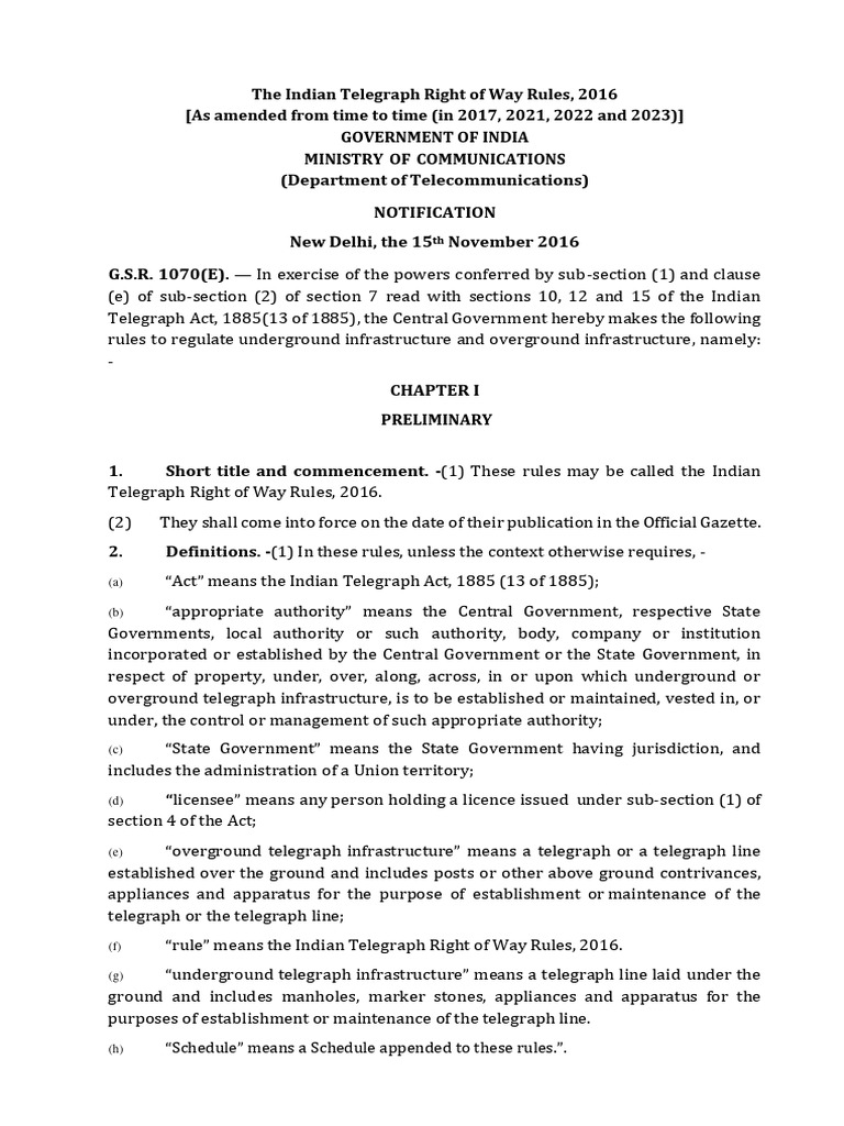 Consolidated indian telegraph right of way rules 09082023 pdf