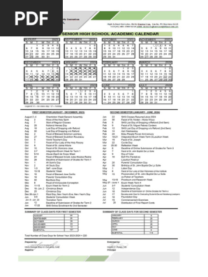 Academic Calendar | PDF | Christian Festivals And Holy Days | Observances