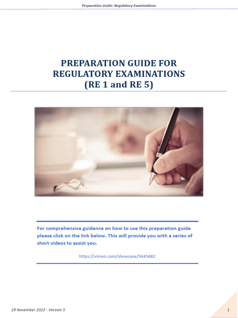 Regulatory Exam Preparation Guide RE1 RE5 | PDF | Multiple Choice ...