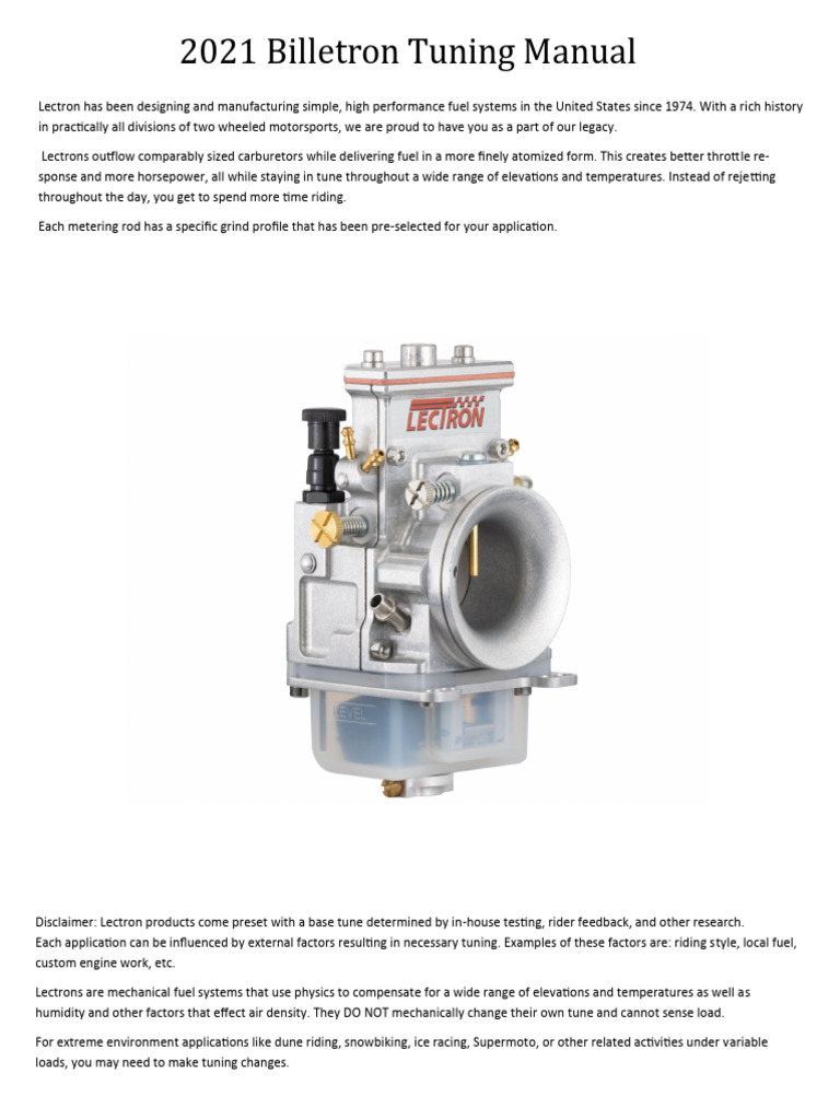 Billetron Two Stroke Tuning Manual PDF Carburetor Throttle