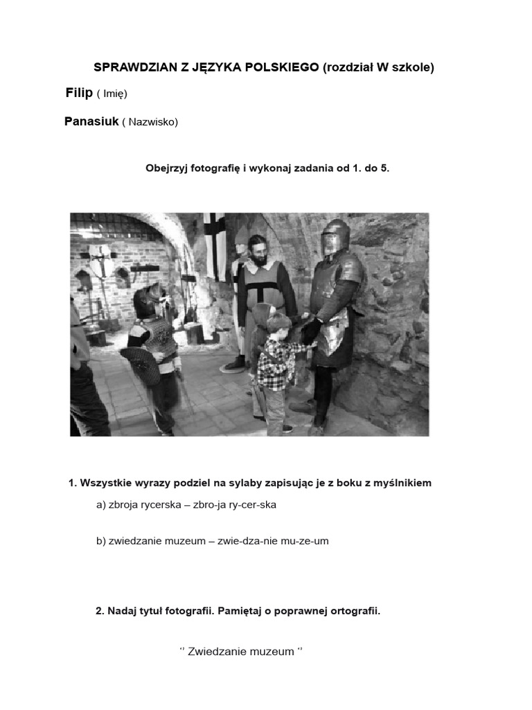 ćwiczenia Z Polskiego Klasa 8 Sprawdzian Z Polskiego | PDF