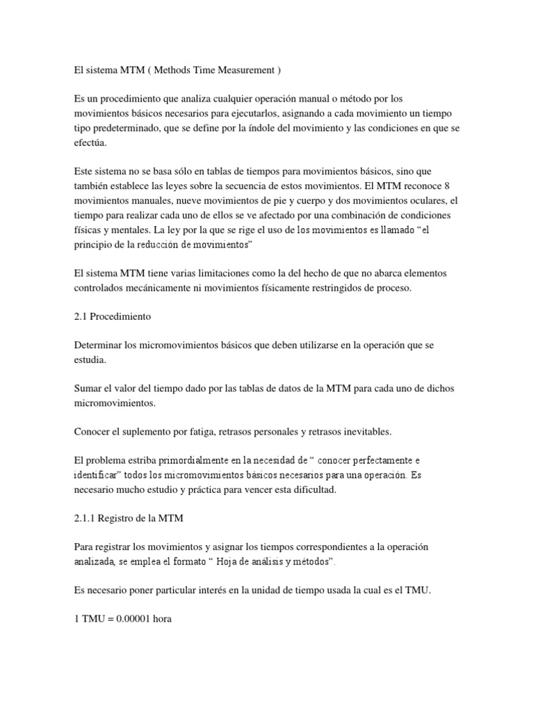 El Sistema MTM | PDF