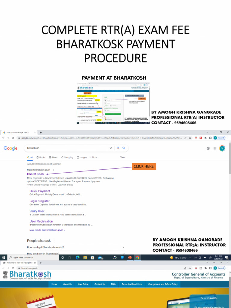 Complete rtr a exam payment procedure bharatkosh pdf