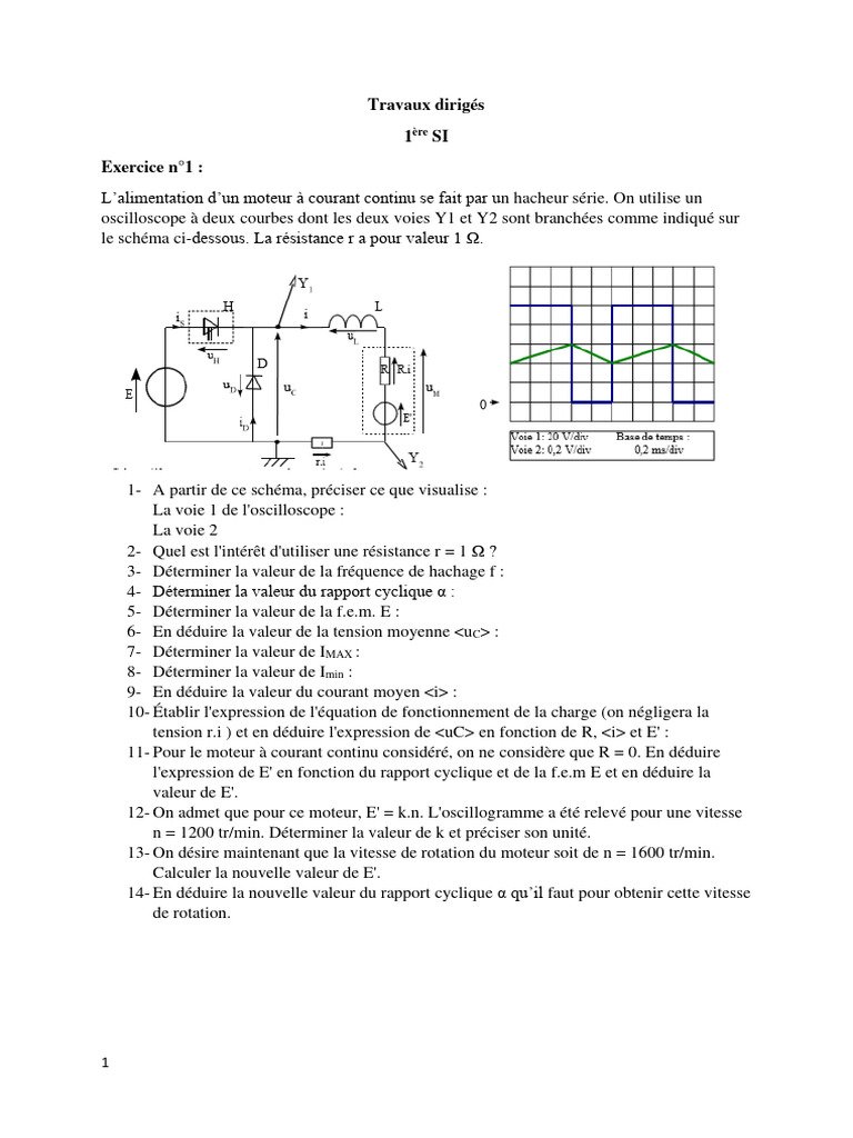Hacheur série pour moteur DC : TD BTS | PDF | Quantité | Ingénierie ...