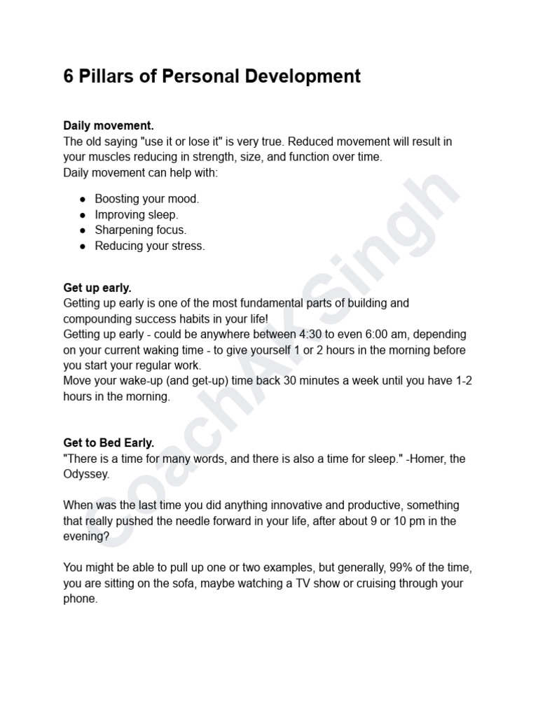 6 Pillar of Personal Development PDF