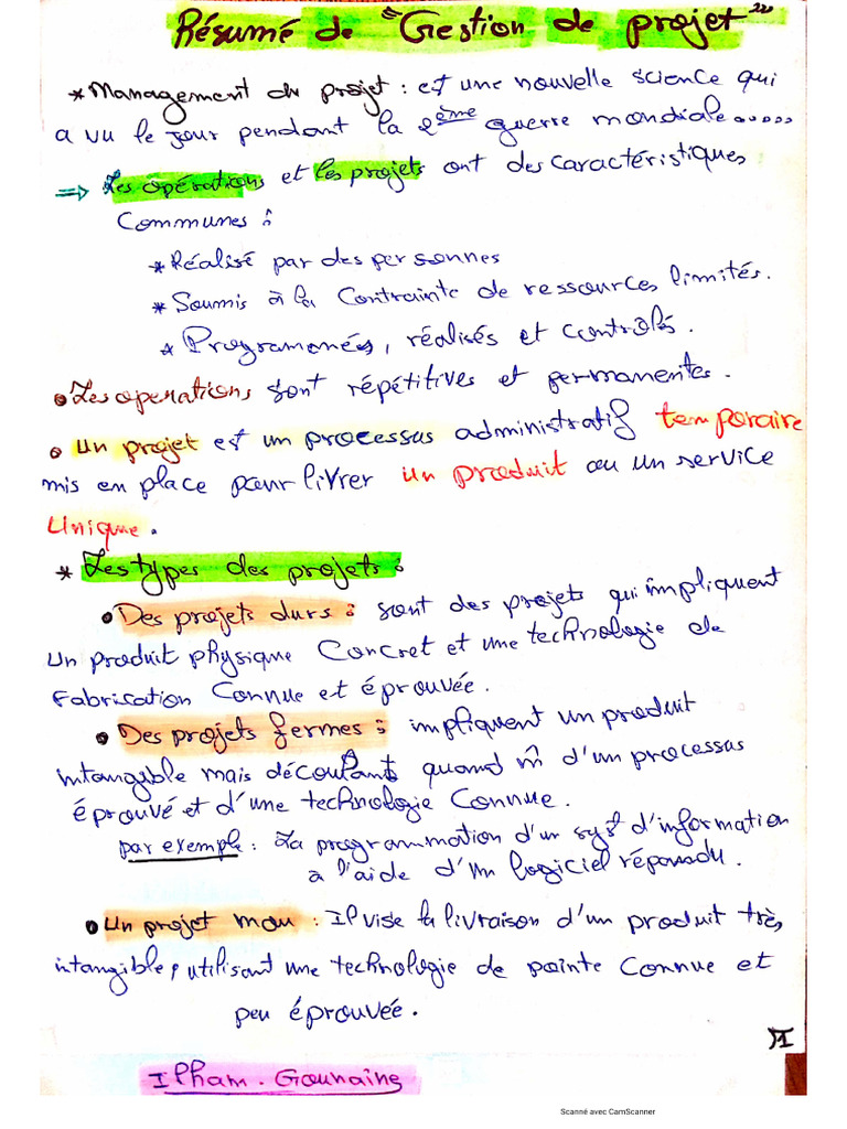 Résumé Gestion de Projet | PDF
