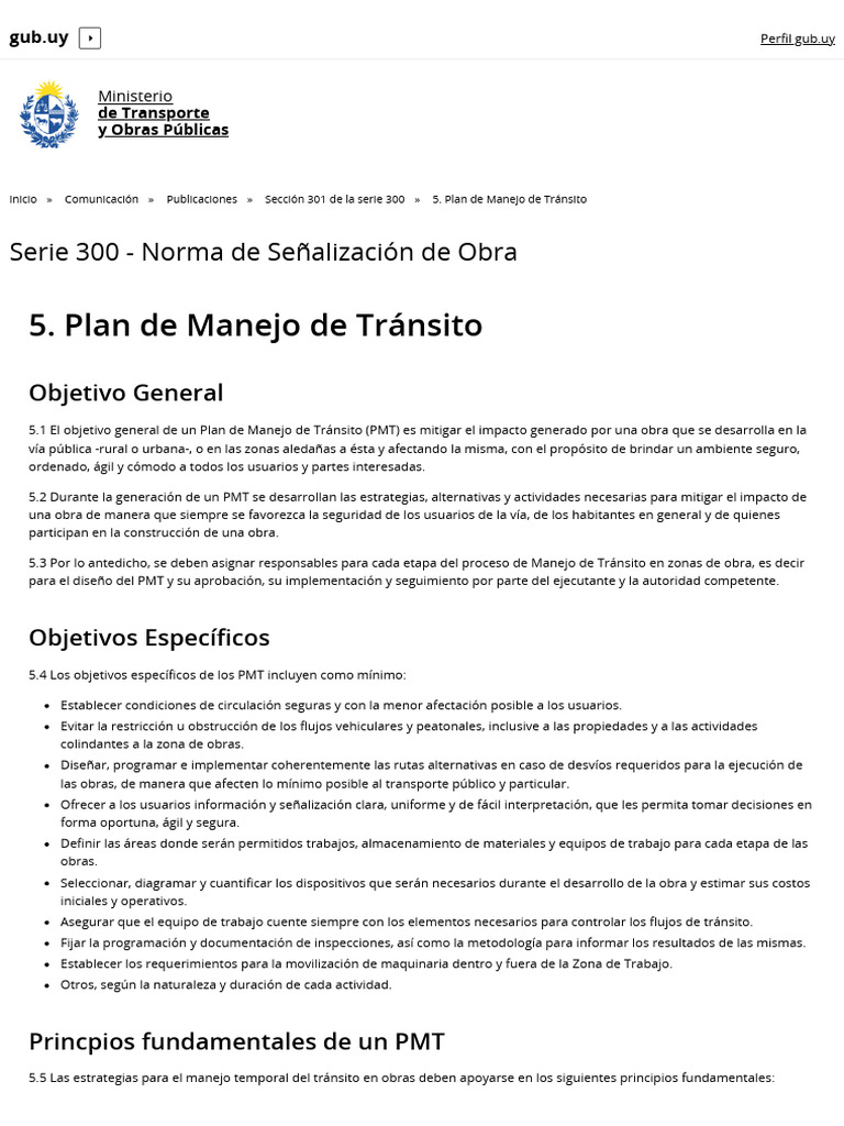 Plan de Manejo de Tránsito - MTOP | PDF