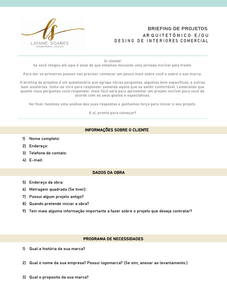 Briefing de Projeto Comercial | PDF