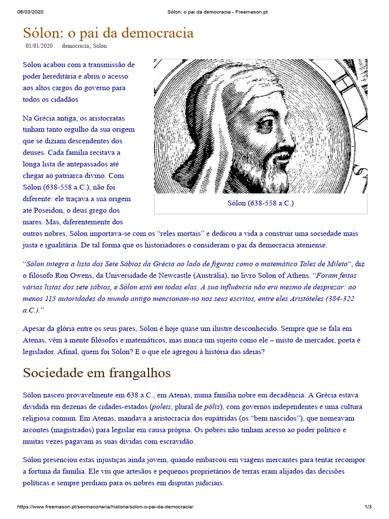 Sólon: O Pai da Democracia Ateniense | PDF | Democracia | Ideologias ...