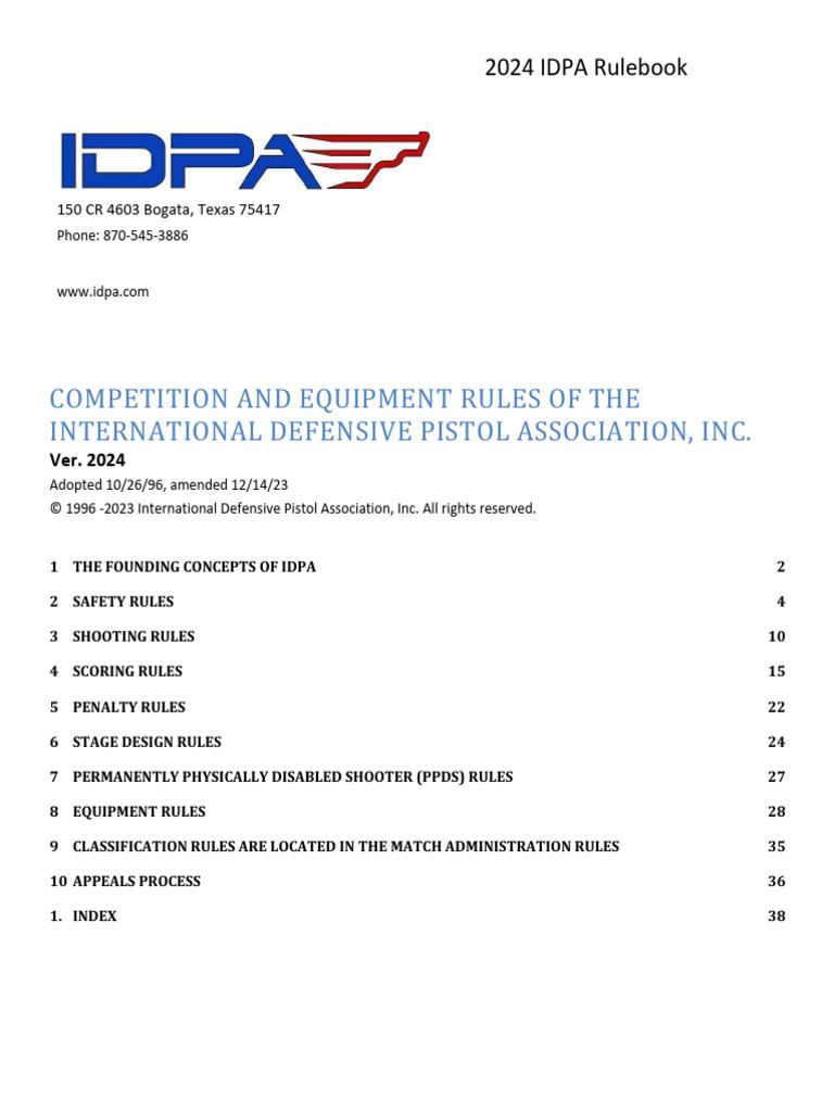 2024 IDPA Rulebook Master 121423 PDF Magazine (Firearms