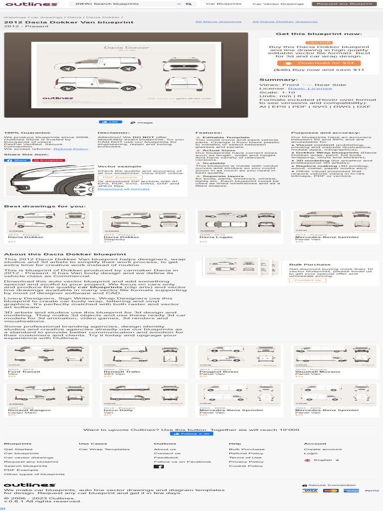 Cargo vehicle Dacia Dokker vector template Stock Vector