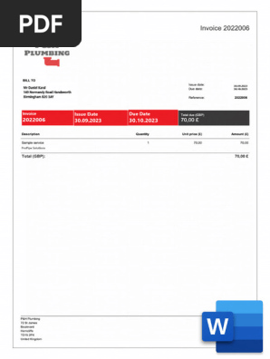 Plumbing Invoice