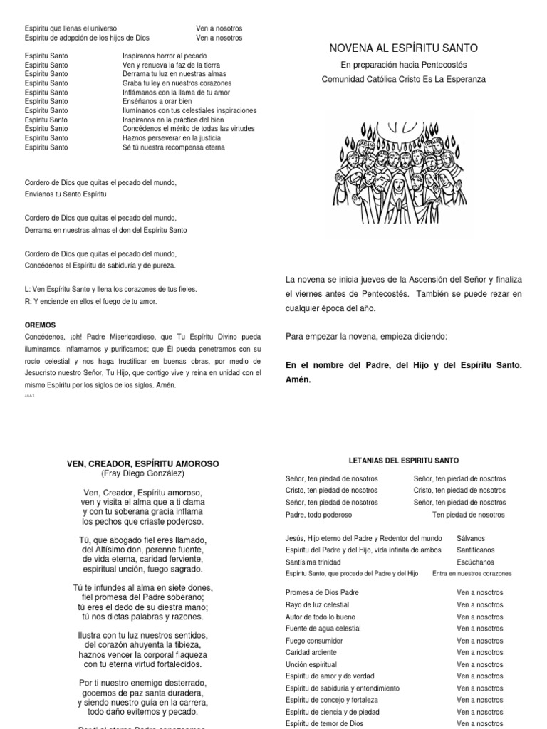 Novena al Espíritu Santo 2024 | PDF | espíritu Santo | orador del Señor