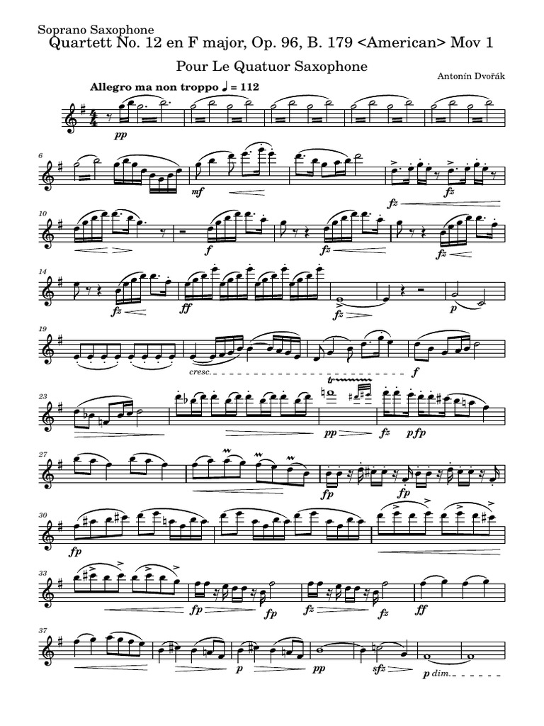 American Quartet For Saxophone Devork-Soprano - Saxophone | PDF