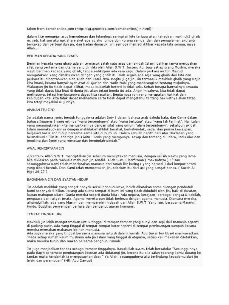 Kisah Tentang Jin