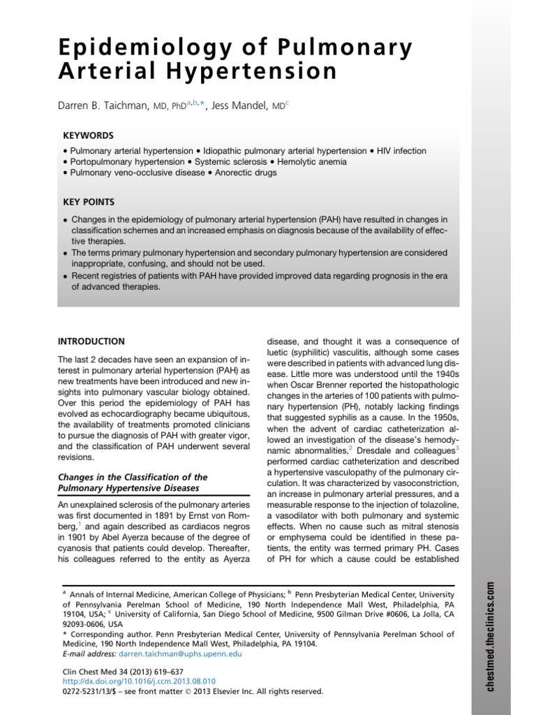 Epidemiology of Pulmonary Hypertension | PDF | Heart Failure | Hypertension