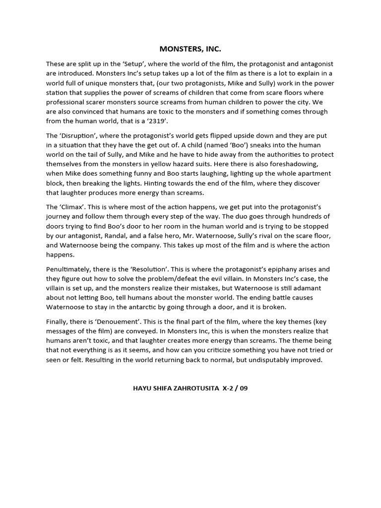 Monsters Inc PDF