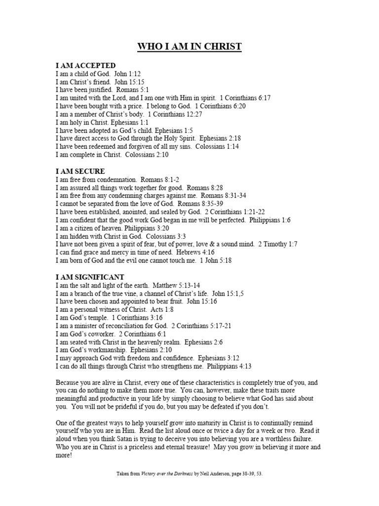 Who IAmin Christ | PDF | Jesus | Epistle To The Colossians