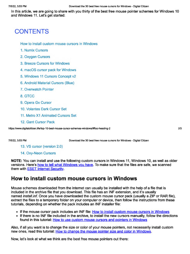 Best Free Mouse Cursors for Windows | PDF | Technology & Engineering