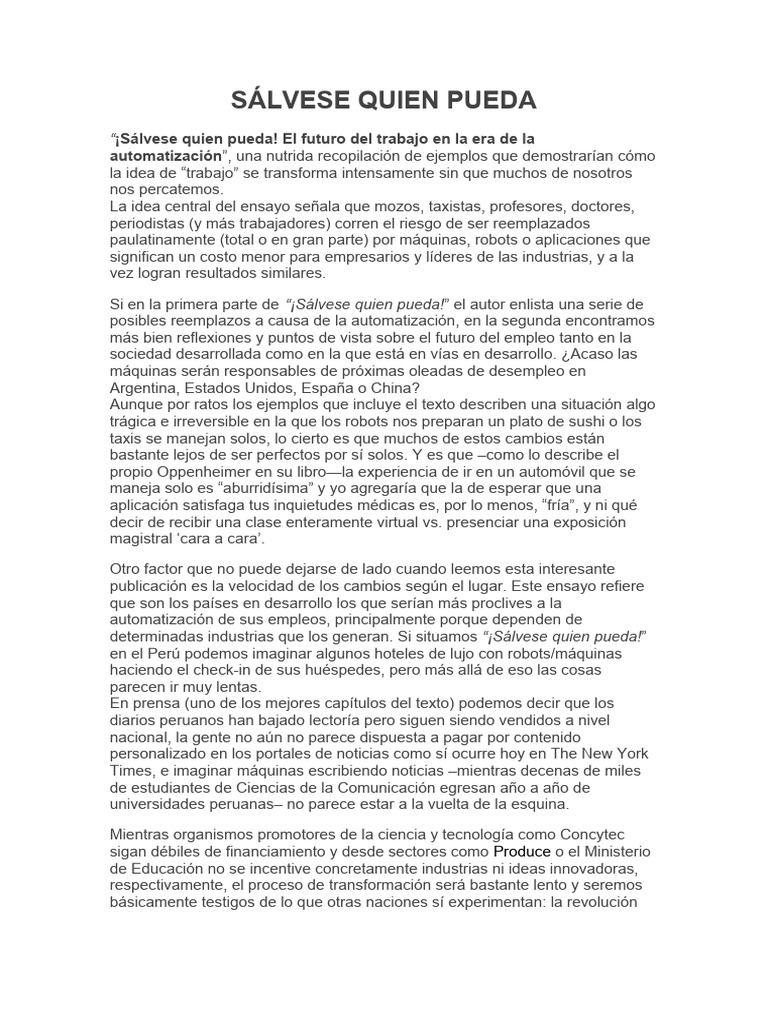 Sálvese Quien Pueda | PDF