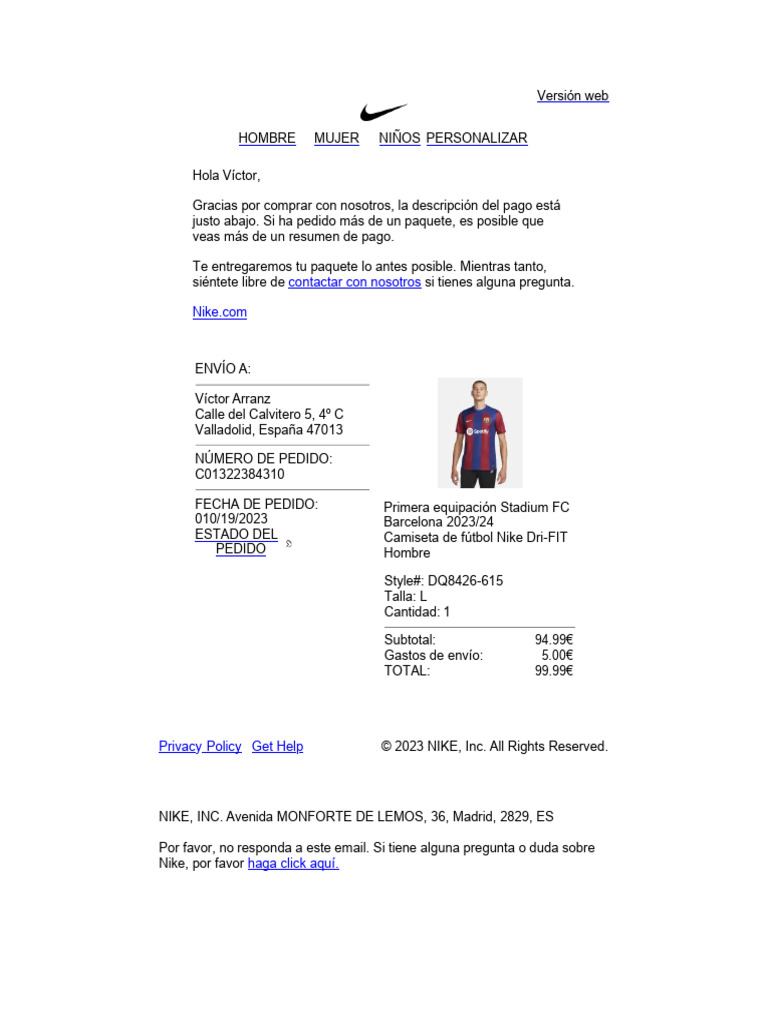 Camiseta Nike stadium de la 1ª equipación del Atlético de Madrid 2023-24 -  Niños Dorsal R. De Paul 5