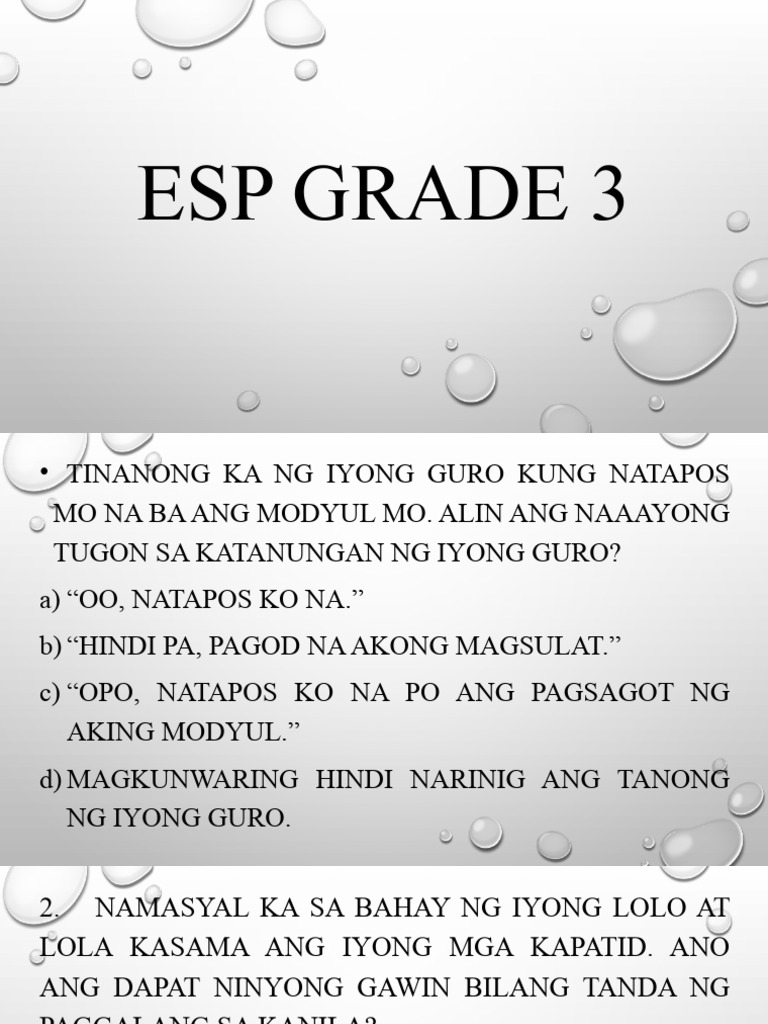 Esp Grade 3 | PDF