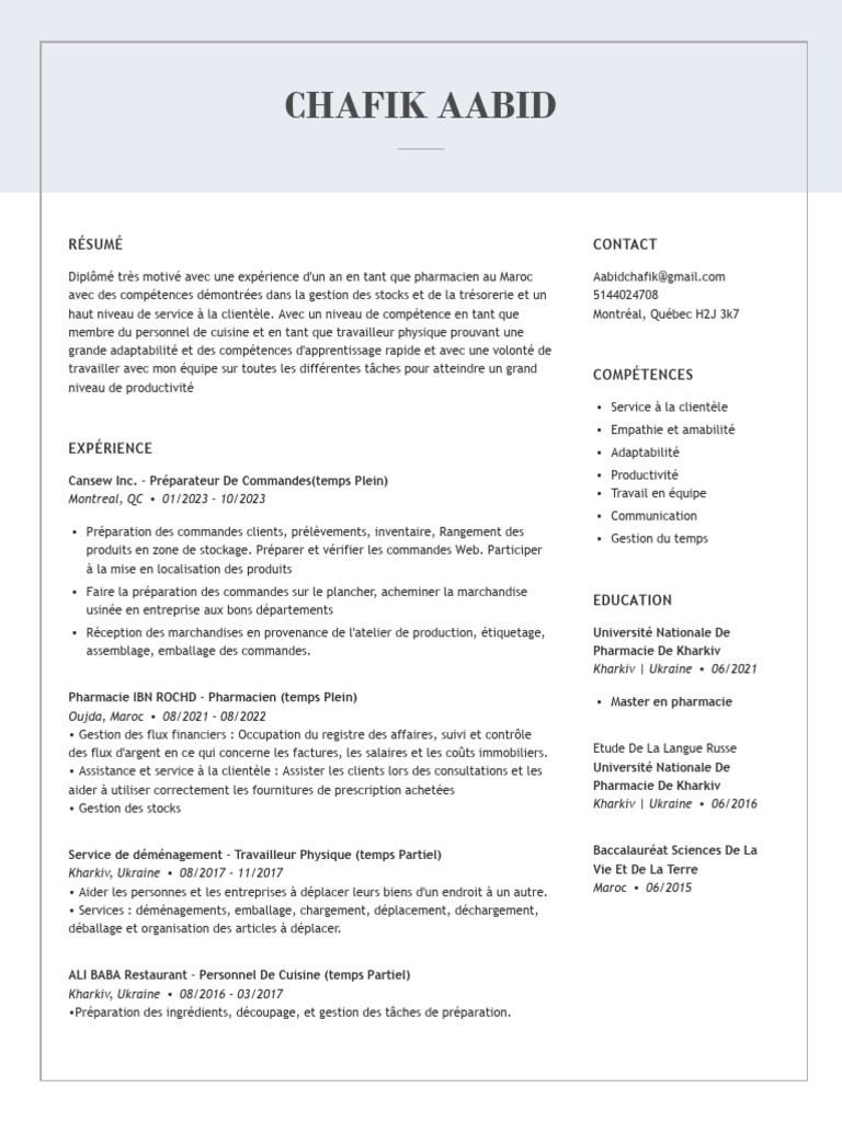 Chafik Aabid Resume | PDF