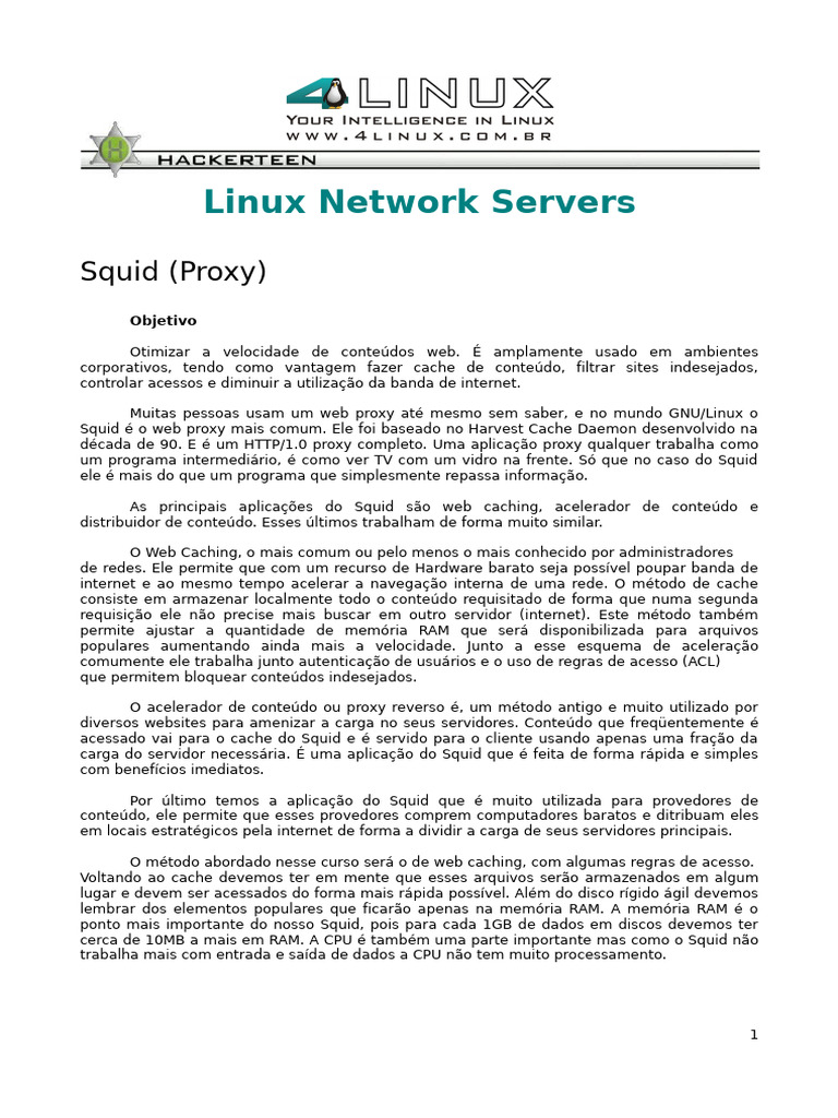 Configuração do Proxy Squid no Linux | PDF | Memória de acesso ...